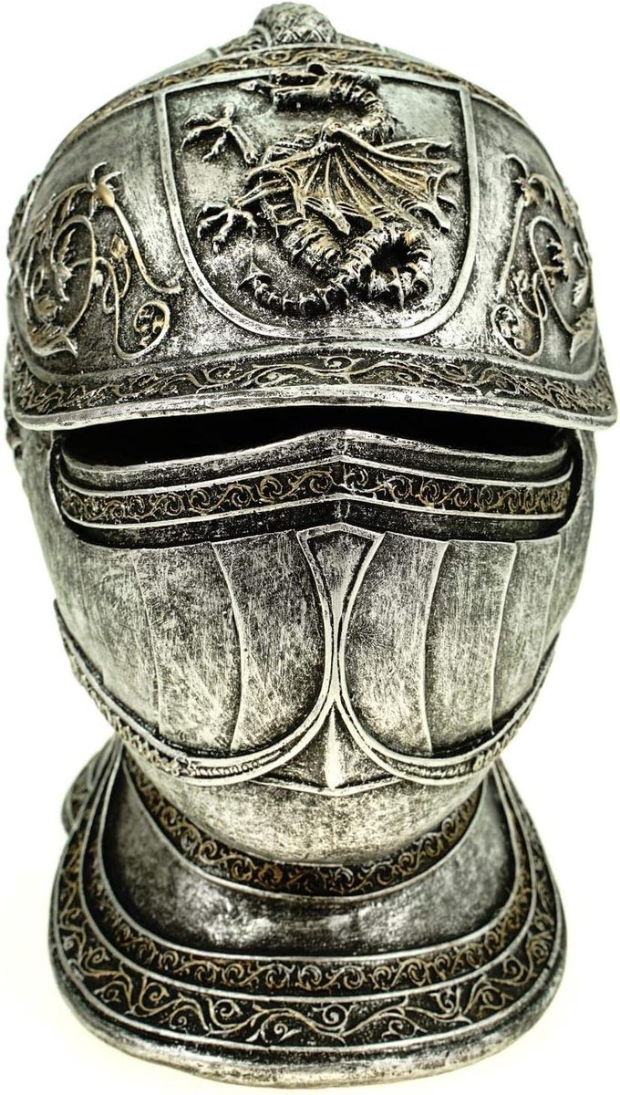 Spaarpot ridderhelm - groot formaat - polyresin - sfeervolle decoratie voor sparen - ShopVlot