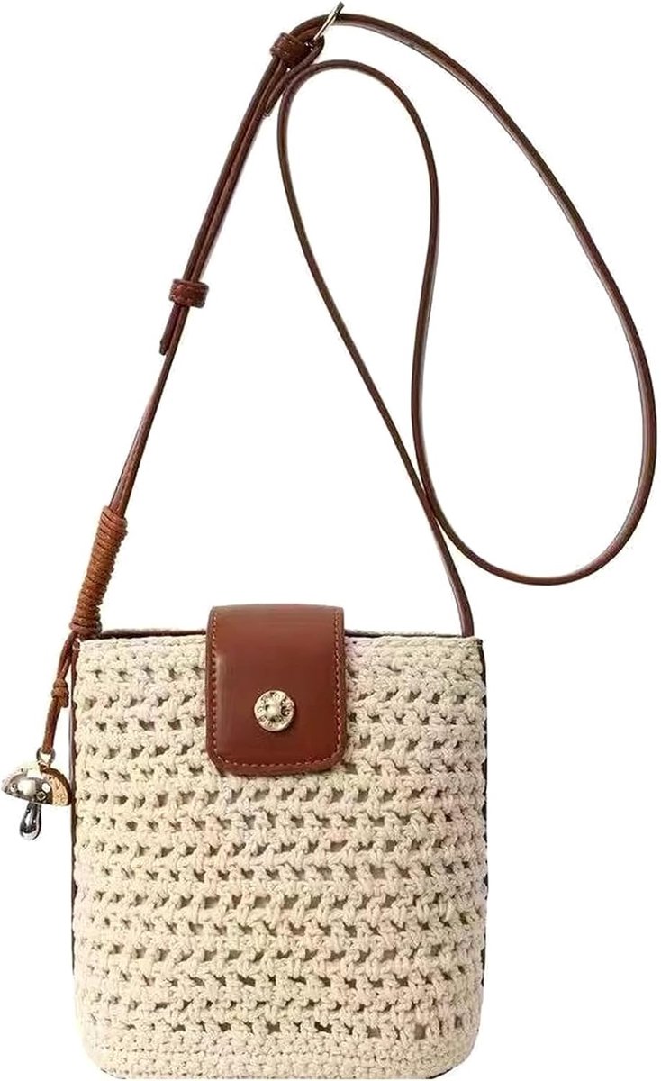 Schoudertas dames 18x16x9,5 cm - Stro - Verstelbare schouderriem - Ideaal voor strand - ShopVlot