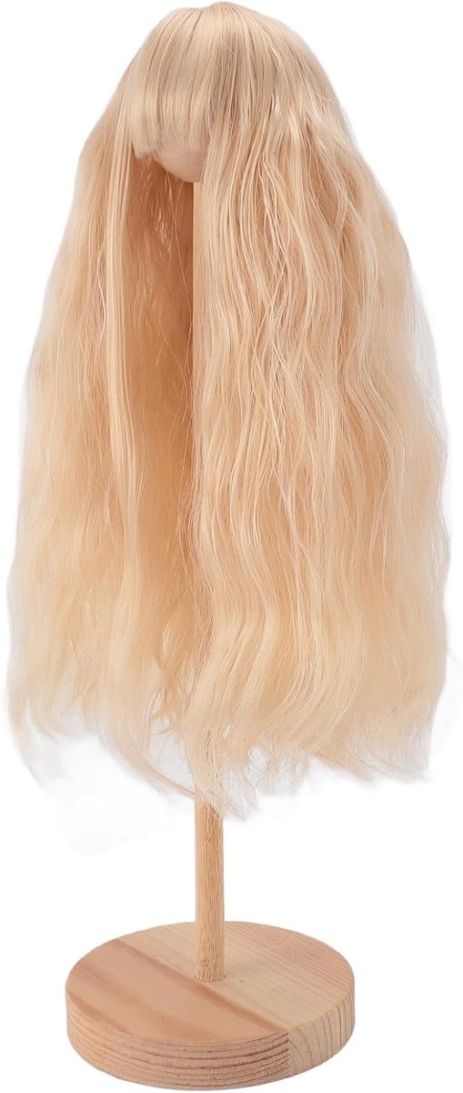 Doll Wigs 1/4 BJD lang golvend - synthetische vezel met pony - ademende mesh cap - perfect voor fotografie - ShopVlot