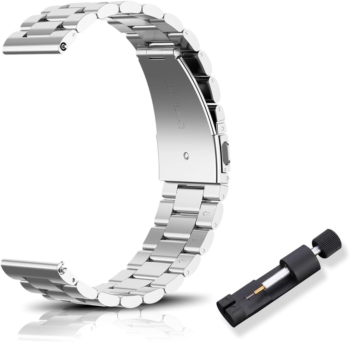 Stalen vervangarmband 16-22 mm - quick release - mooi gepolijst - geschikt voor heren en dames - ShopVlot