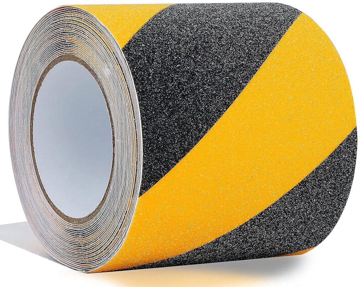 Antislip tape 10 cm x 10 m - zwart/geel - hoge grip - ideaal voor trappen - ShopVlot