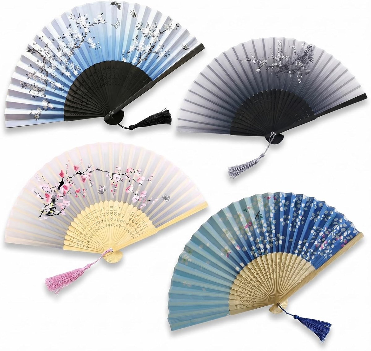Vouwfan 4 Stuks - Bamboe - Elegante Oosterse Patronen - Ideaal voor Koeling - ShopVlot