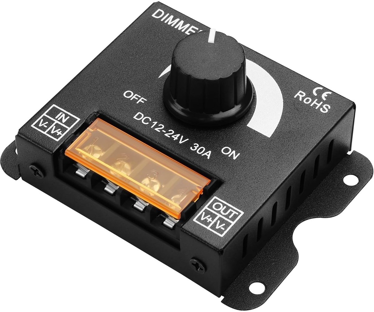 Rotary dimmer 30A - 12-24V laagspanning - traploze helderheidsregeling - perfect voor LED-strips - ShopVlot