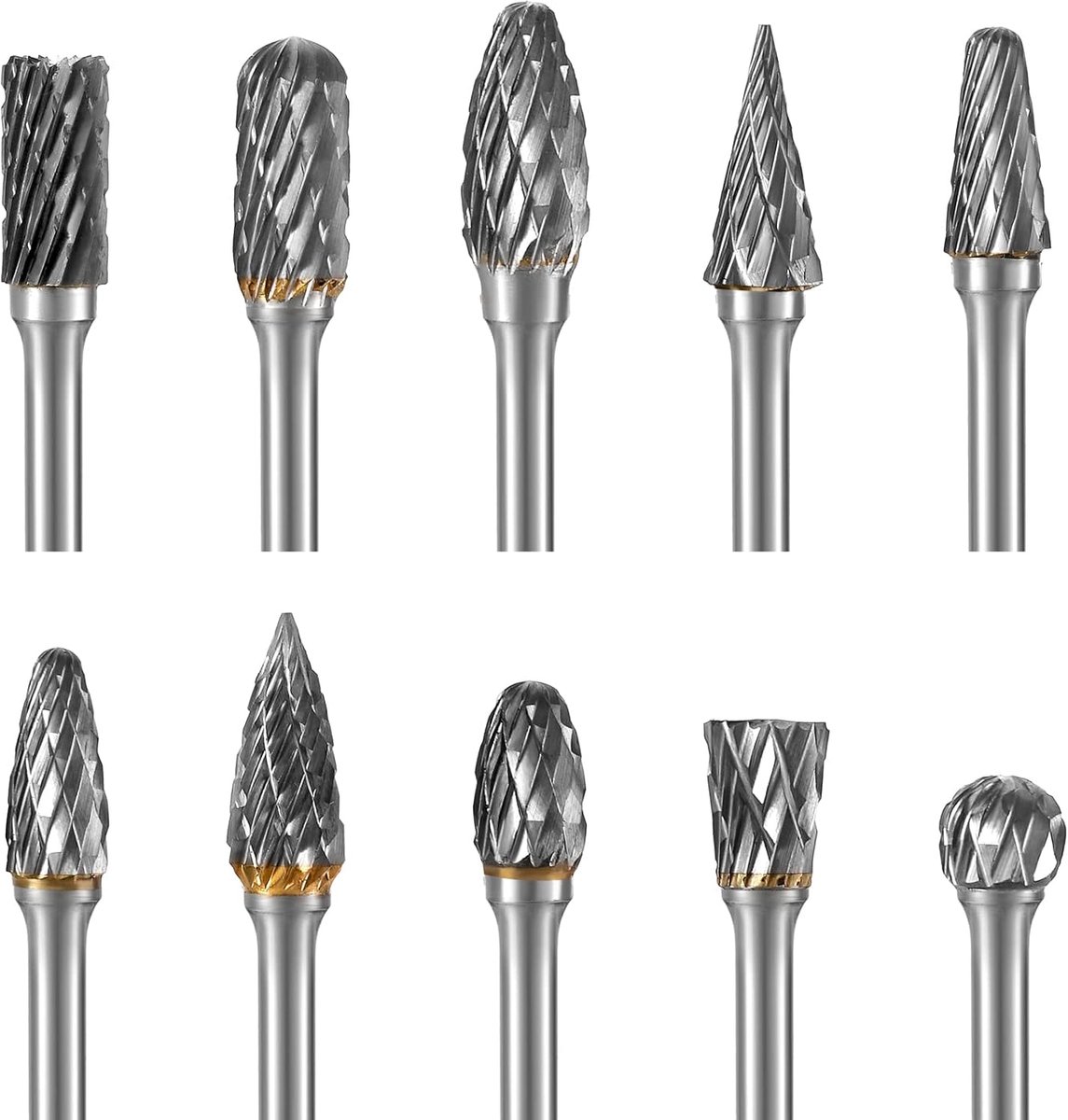 Roterende braamset 10 stuks - dubbel gesneden hardmetalen snijbits - 1/8 inch schacht - ideaal voor houtbewerking - ShopVlot