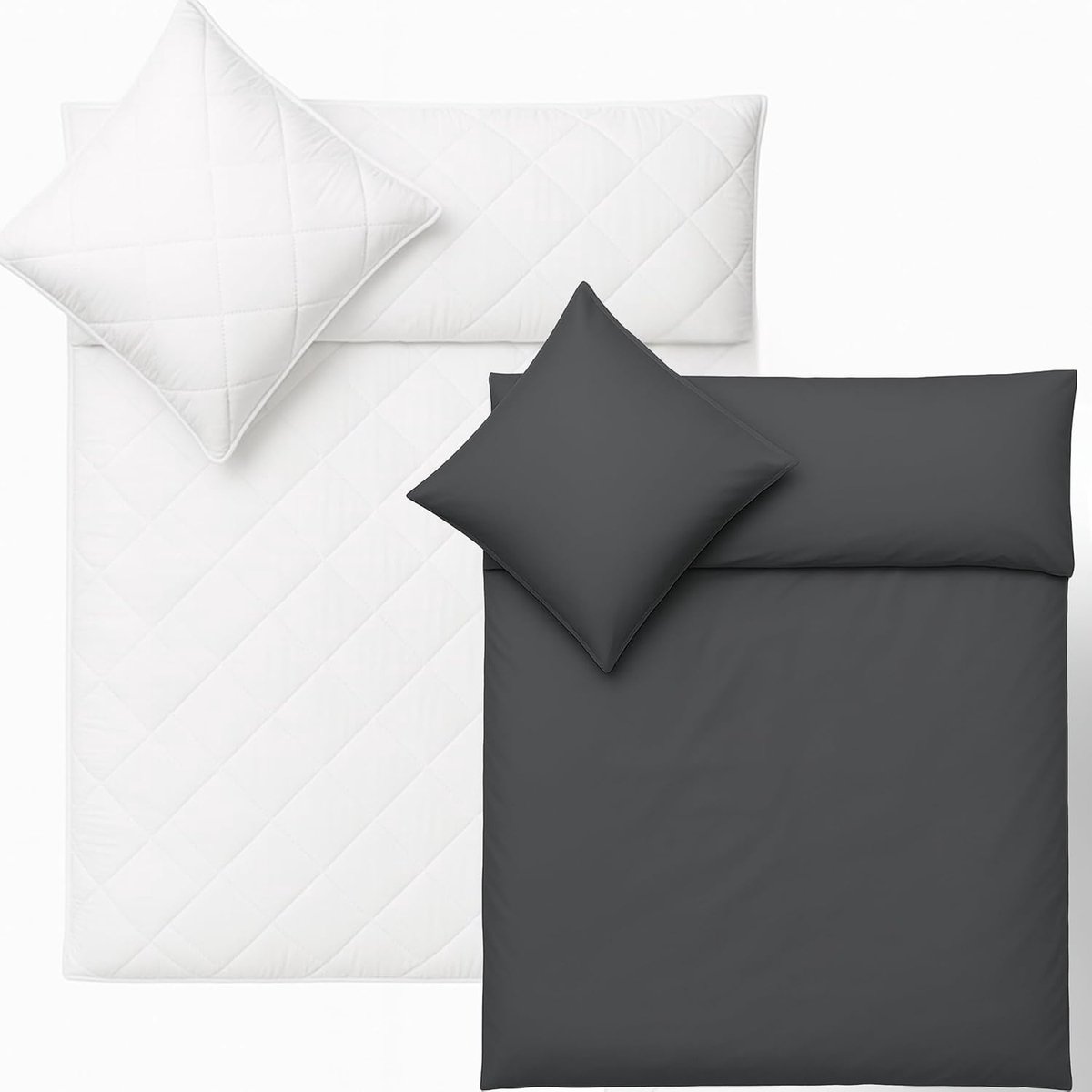 Dekbedset 135 x 200 cm - 4-delige set met kussen - microvezel - ademend en huidvriendelijk - ShopVlot