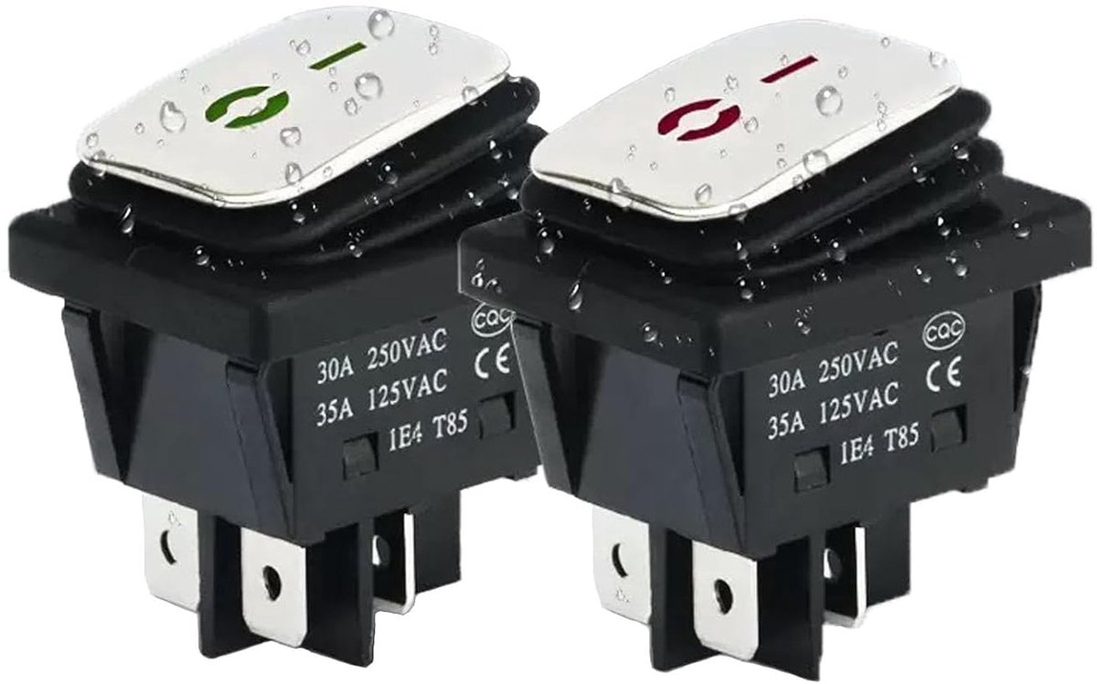 Rocker switch 4 pin 30A 250VAC - miniatuur met LED - waterdicht IP65 - eenvoudig te installeren - ShopVlot