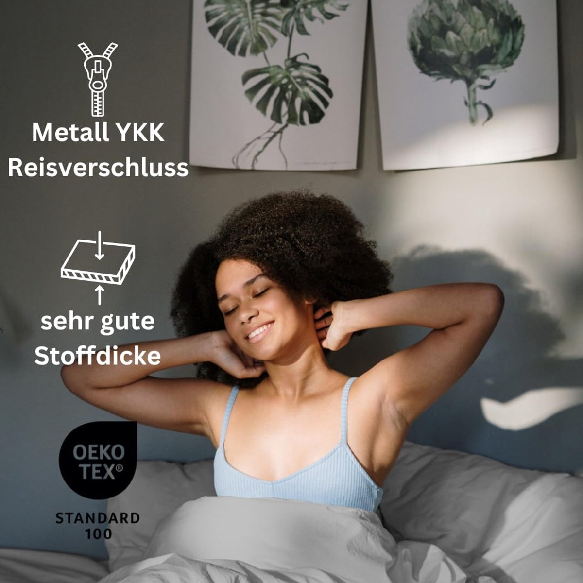 Dekbedovertrek set 135 x 200 cm - 100% katoen - grijs - zacht en ademend - ShopVlot