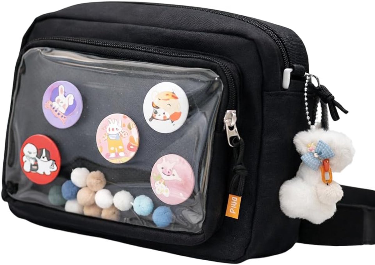 Messenger Bag klein - schoudertas zwart - kawaii stijl - perfect voor dagelijks gebruik - SnelShoppen