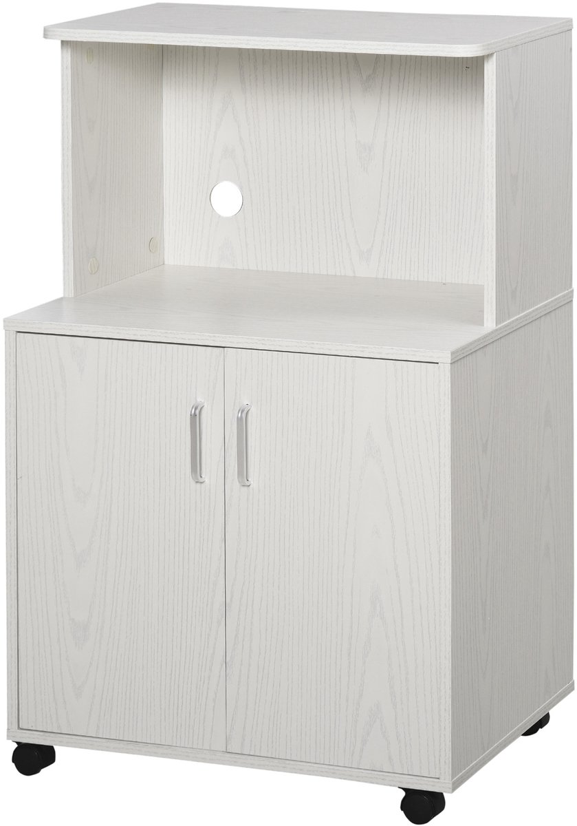Magnetronwagen met 2 deuren - afmetingen: 60,4 x 40,3 x 97 cm - wit