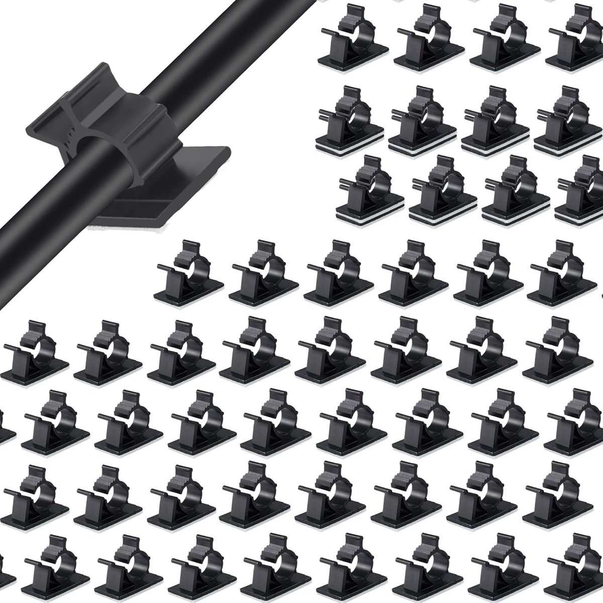 Kabelclips 50 Stuks - Verstelbaar en Zelfklevend - Duurzaam Nylon - Ruimtebesparend voor Thuis en Kantoor - ShopVlot