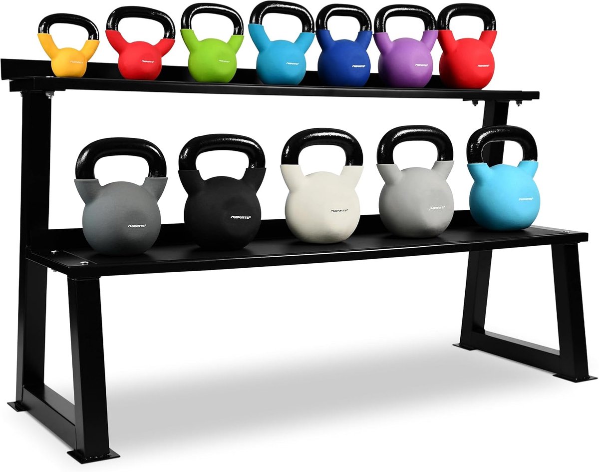 Kettlebell Rack 2 Levels - Staal - Voor 14 Kettlebells - Ideaal voor thuis of in de sportschool - ShopVlot