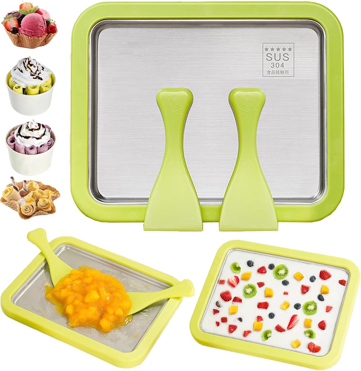 IJsroom Rolmaker Set met 2 Spatels - Instant IJsmaker - Compact 26 x 21 cm - Perfect voor Zelfgemaakte IJsrolletjes - ShopVlot