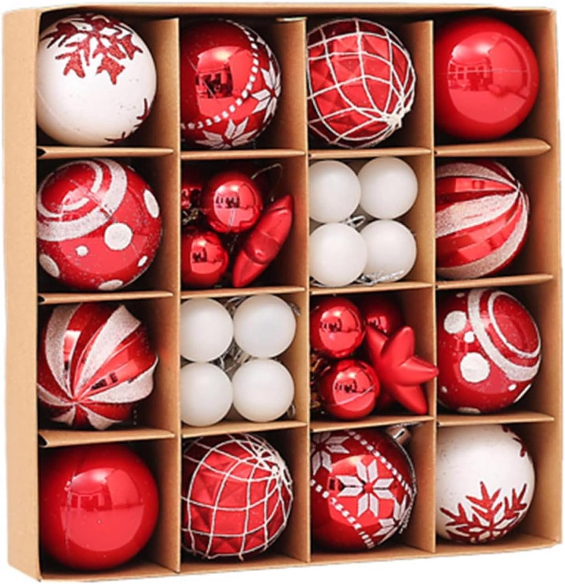 Kerstballen 42 Stuks - 3 & 6 cm - Rode Plastic Ornamenten - Shatterproof en Herbruikbaar voor Kerstboomdecoratie - ShopVlot