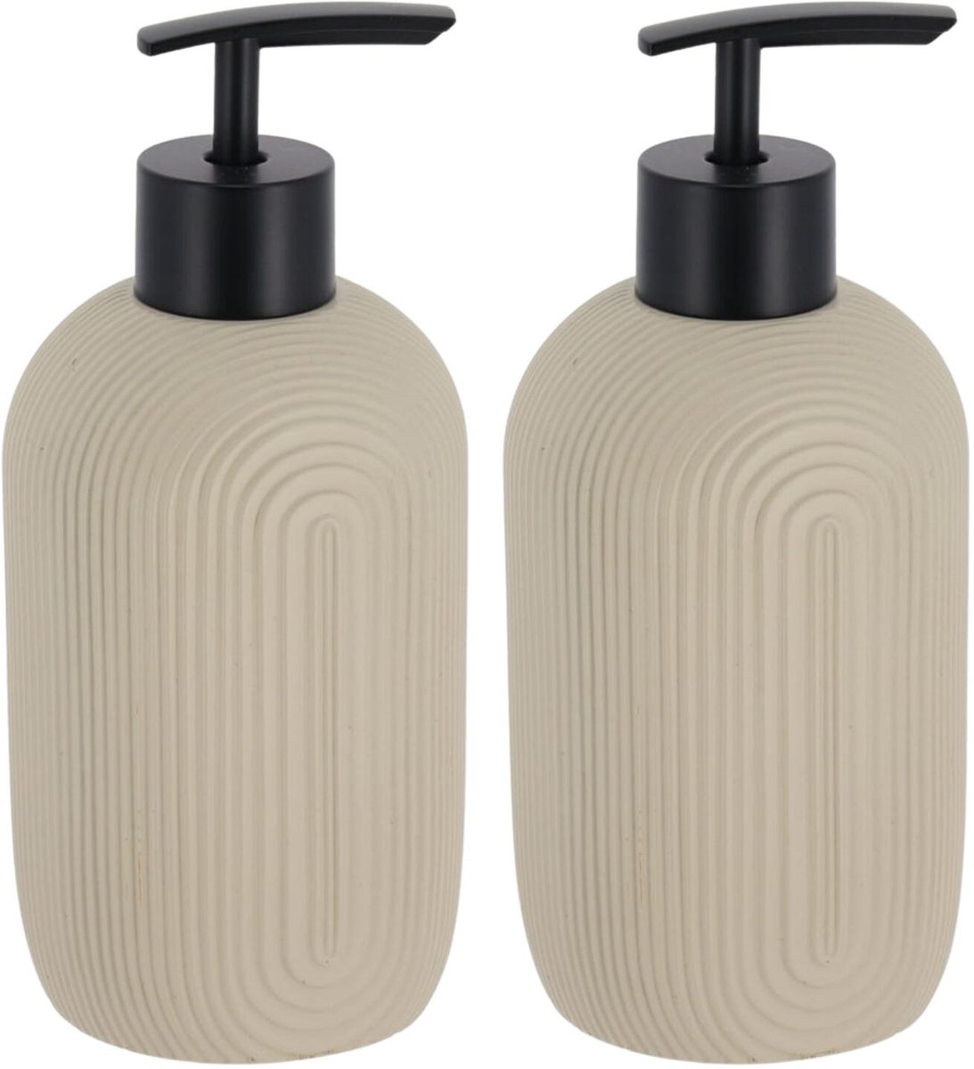 Tendance zeeppomp / zeepdispenser Provence - 2x - beige - 400ml - rond - 16 x 7 cm - polyresin