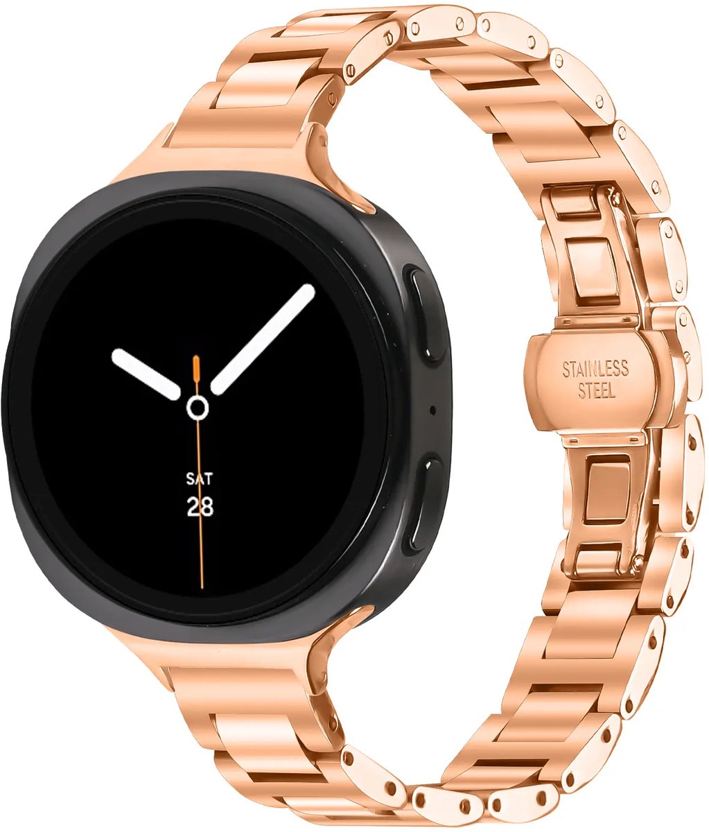 Strap-it Stalen smalle band geschikt voor Samsung Galaxy Watch 9 (40/44mm) / Watch 8 (40/44mm) / Classic (46mm) - Rosé Goud