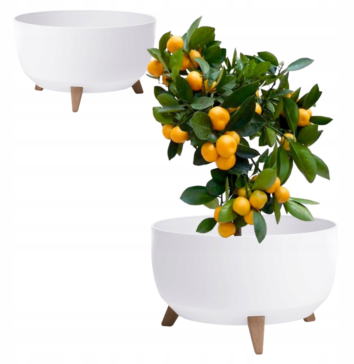 Merkloze Ronde Plantenbak 46cm Wit met Poten