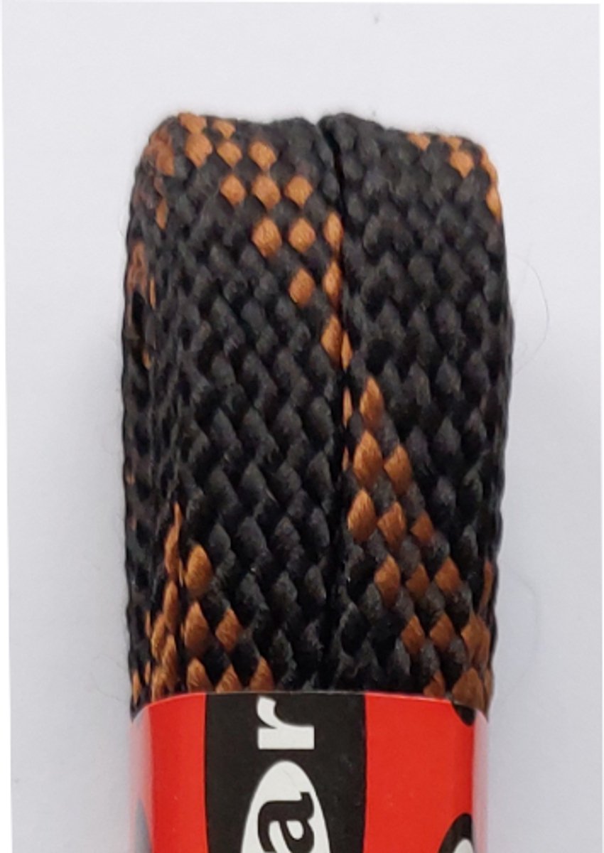 Marla Veter - Zwart/Bruin - Plat - Lengte 150 cm - Breedte 8 mm - Bergschoen - Wandelschoen - Schoenveter