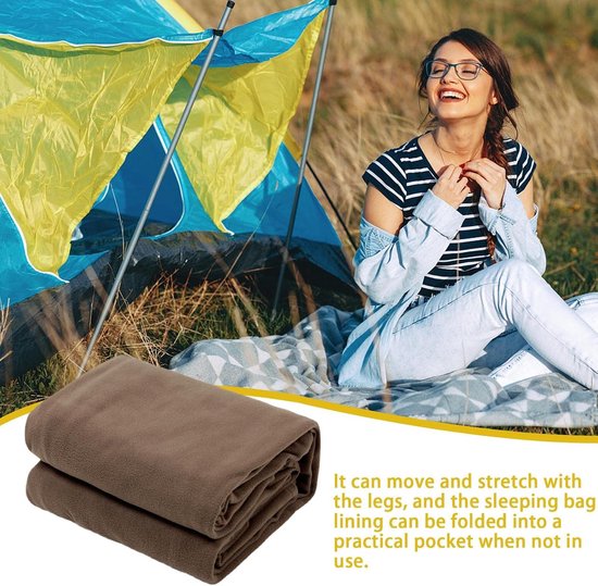 Fleece Slaapzak Liner - Binnenvoering Slaapzak - Kamperen en Reizen - Ademend Polar Fleece Materiaal - 180x75 cm - Khaki — afbeelding 3