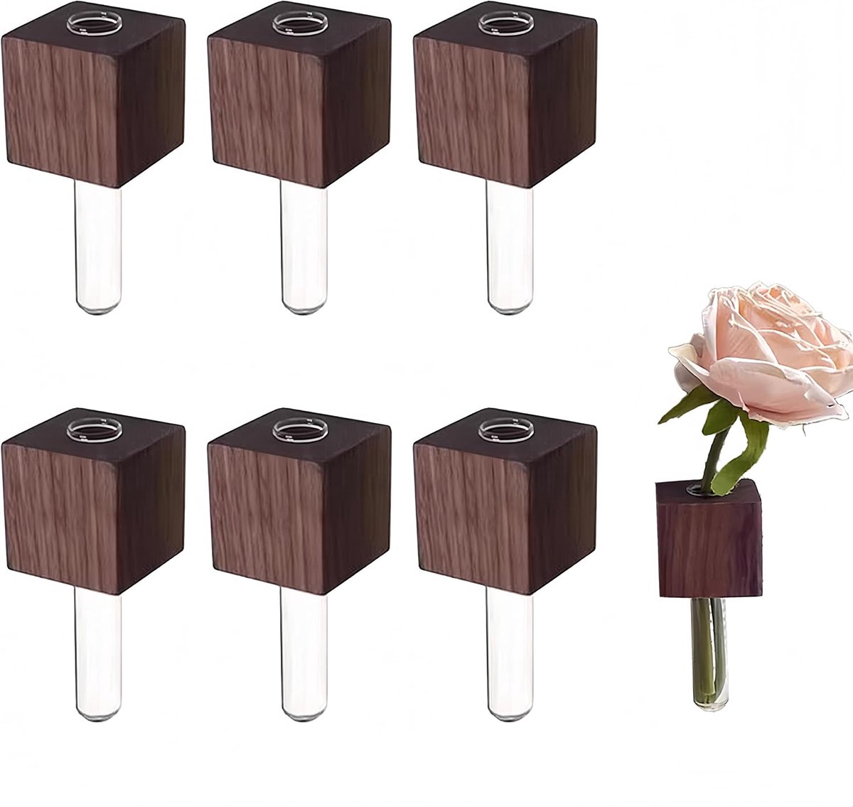 Magnetische vaasjes 6 stuks - mini keramisch - schattige magneten - sfeervolle keukendecoratie - SnelShoppen