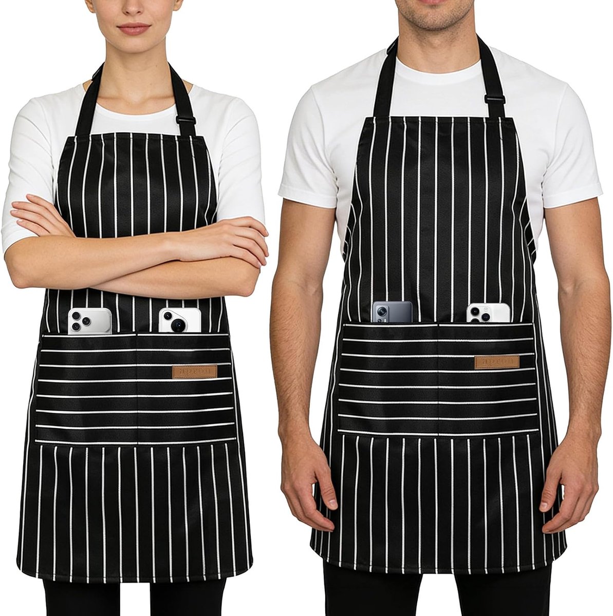 Keuken Schort - Verstelbaar Unisex - Zwart - Met Zakken voor Koken - SnelShoppen