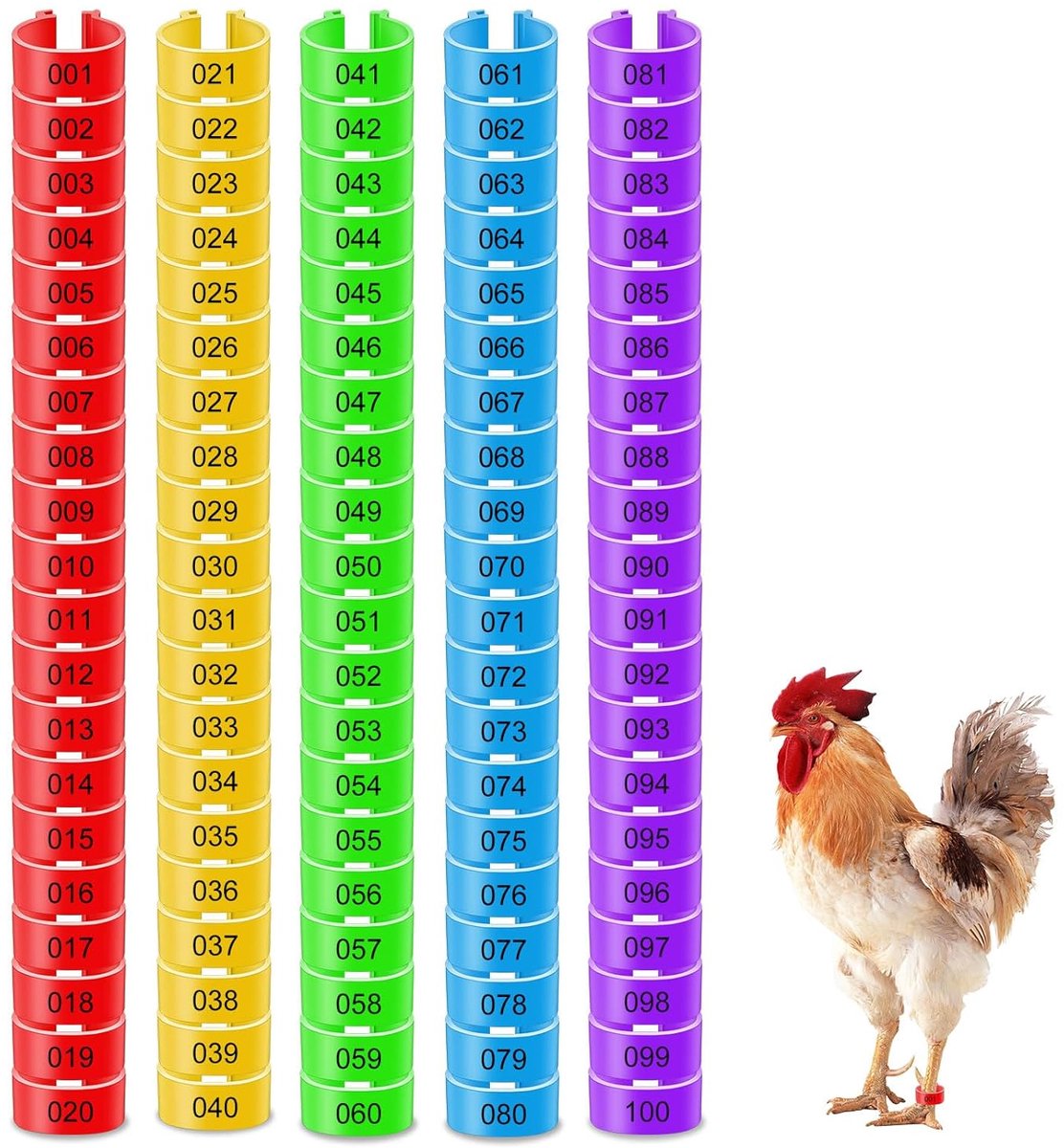 Kippenpootringen 16mm - 100 stuks met Kleurnummers - Plastic Kippenringen voor Duidelijke Identificatie - SnelShoppen
