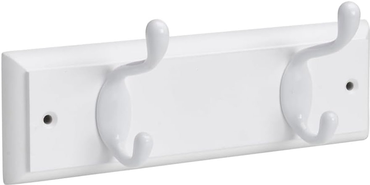 Kapstok 2-hoeks 22 cm - witte houten plank - stevige haken - geschikt voor winterjassen - SnelShoppen