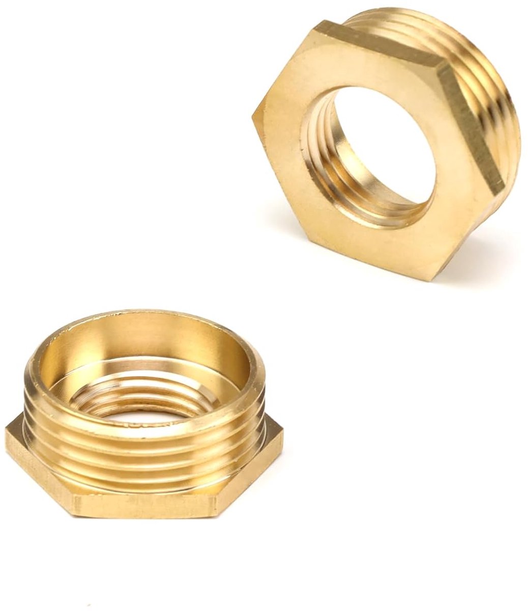 Reducert 1 inch naar 1/2 inch - 2 stuks messing reducer - betrouwbare schroefaansluiting - ShopVlot