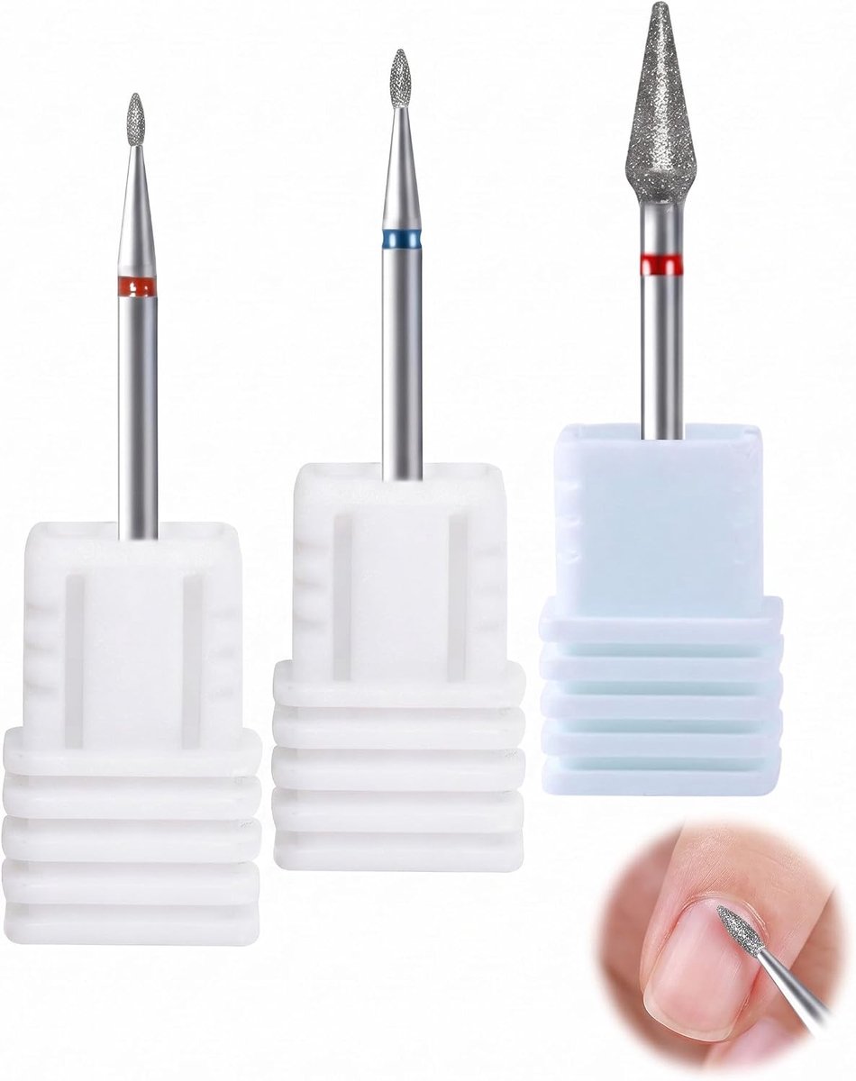 Diamantnagelboorbits 3 stuks - Freesvormen - Nauwkeurig nagelriembit - Professionele manicure thuis - ShopVlot