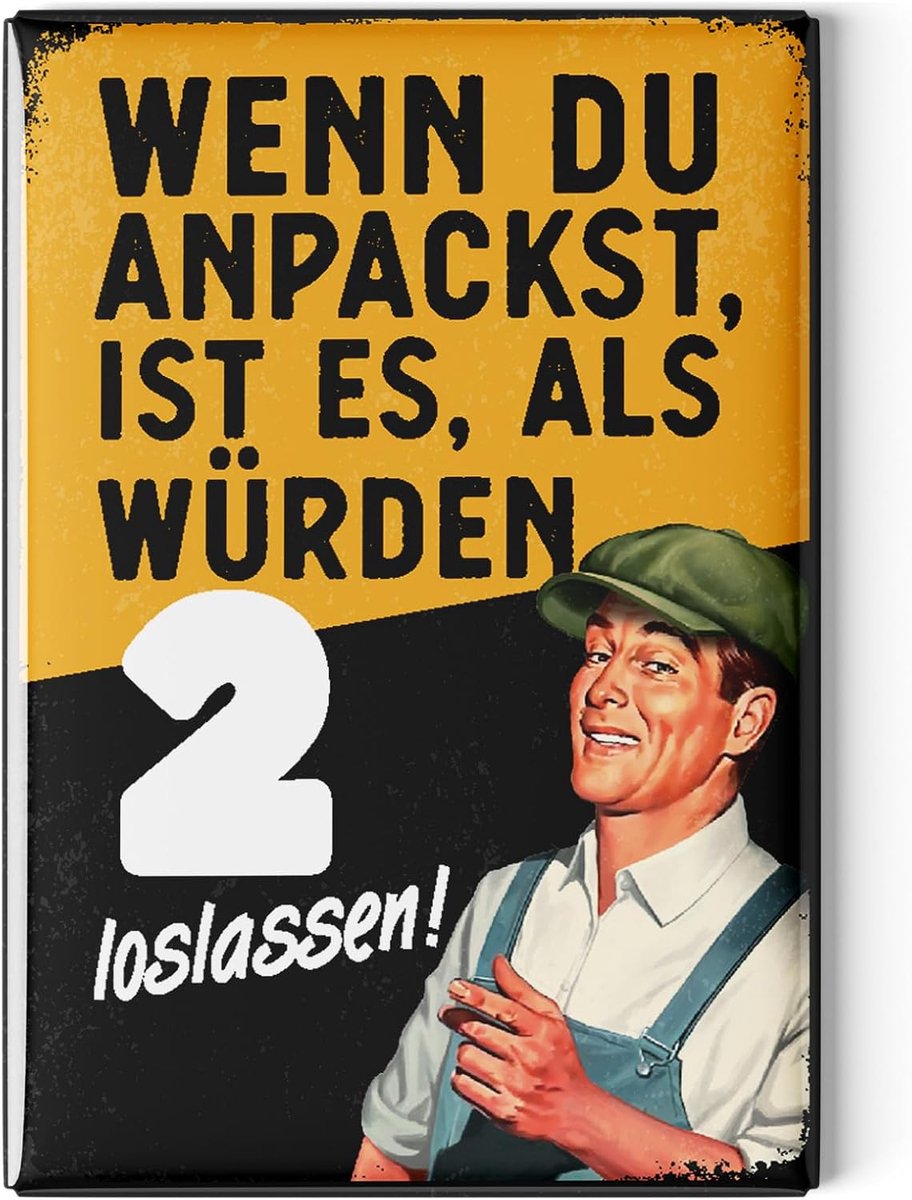 Magneten grappig 8 x 5,5 cm - retro ontwerpen - met leuke teksten - breng sfeer in je keuken - ShopVlot
