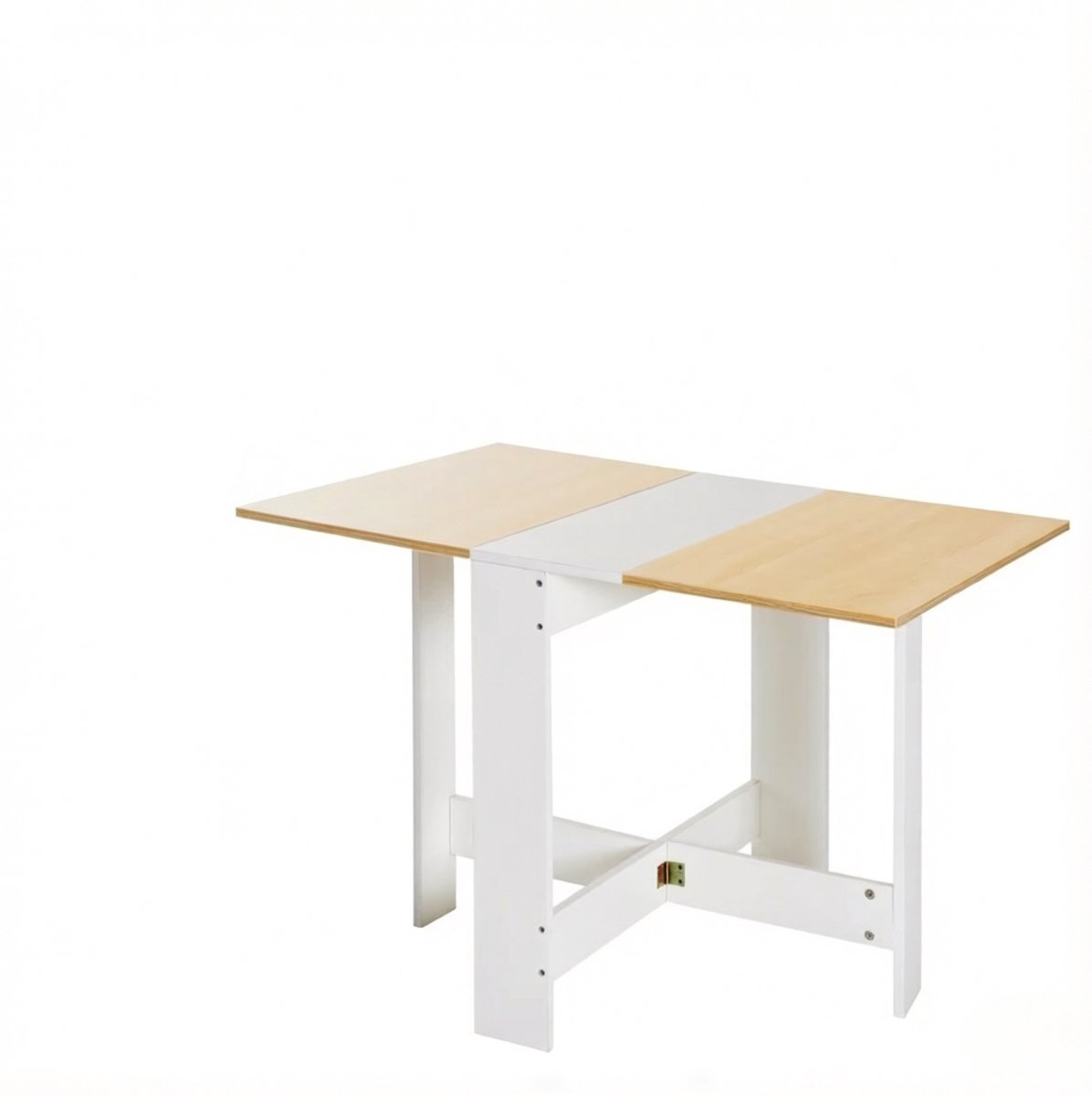 OKWISH Eettafel – Opklapbare Tafel Voor Keuken En Woonkamer – Ruimtebesparend Tweezijdig Klapbaar – MDF Eiken Wit – 103 x 76 x 74 cm