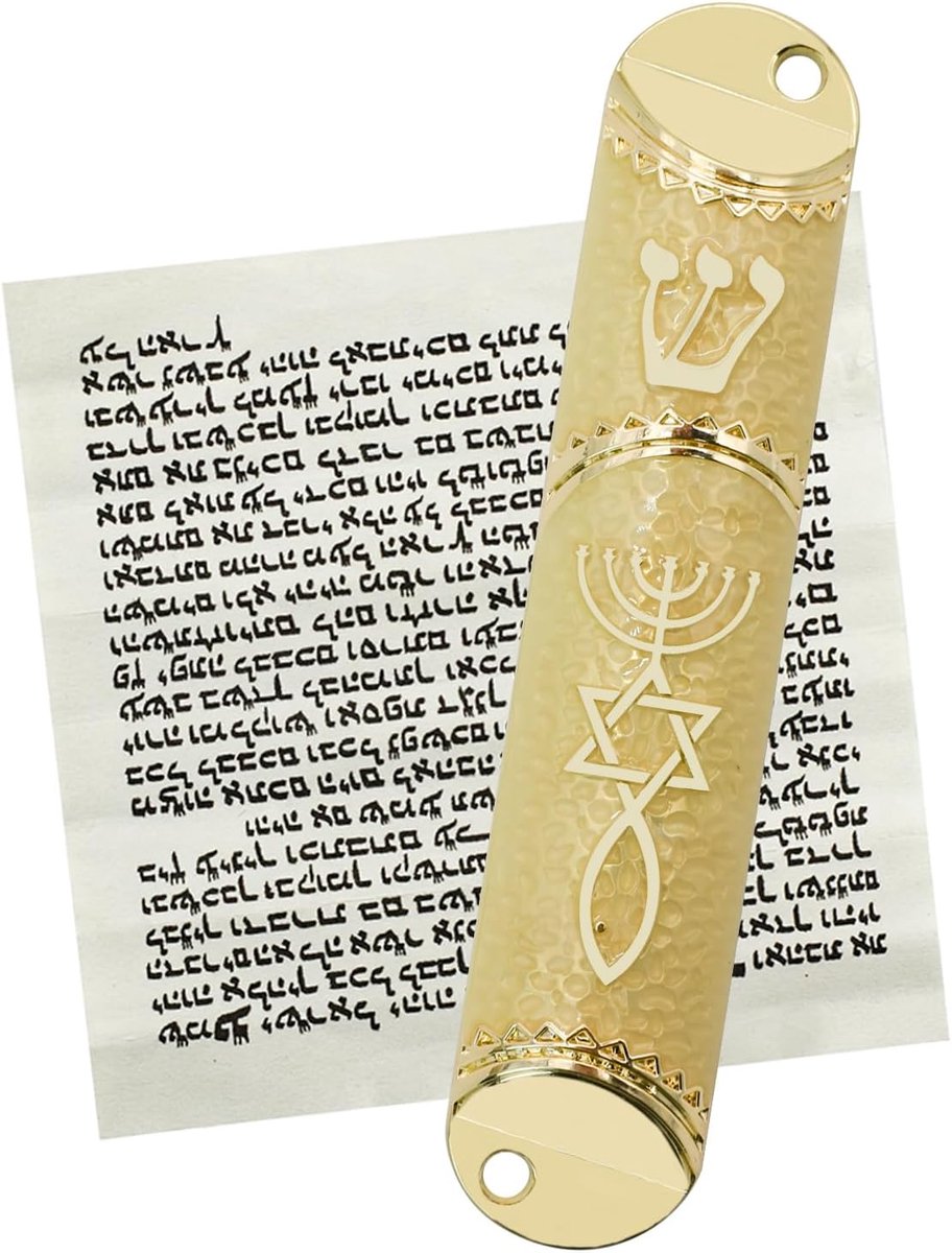 Mezuzah met Rol voor Deur - Metaal Mezuzah Behuizing - Messiaanse Zegel - Joodse Woning Sieraden - ShopVlot