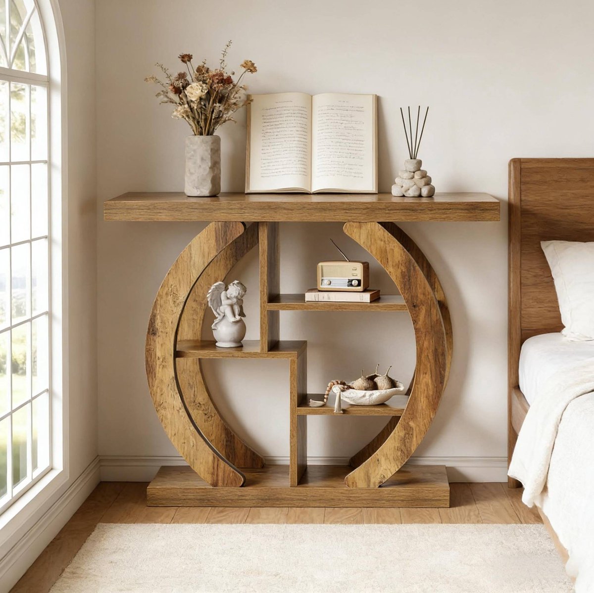 OKWISH Sidetable Landelijk Met 4 Niveaus Voor Hal Woonkamer En Gang Hout Bruin 120 X 36 5 X 21 Cm