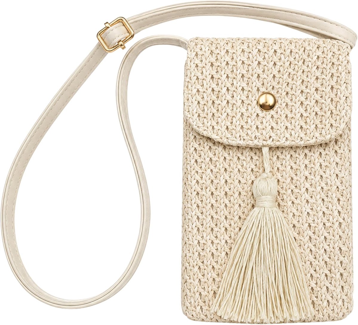 Handtas dames - kleine crossbody tas - stro met kwast - ideaal voor school en werk - ShopVlot