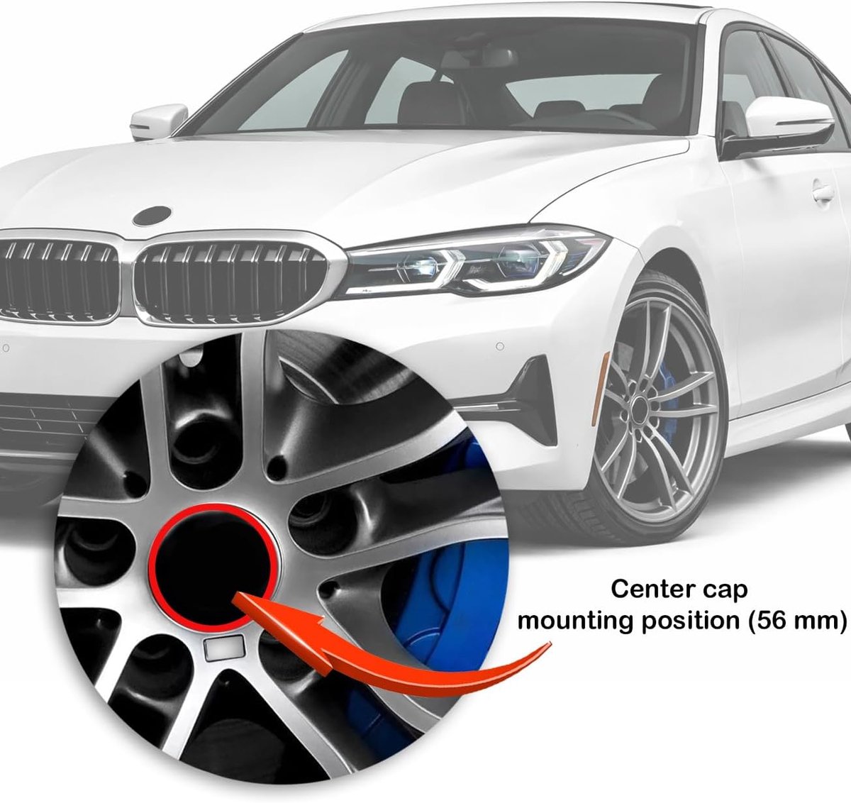 Wielnaafdeksels 56 mm - Blauw-Wit - Sportief design - Eenvoudig te monteren - ShopVlot