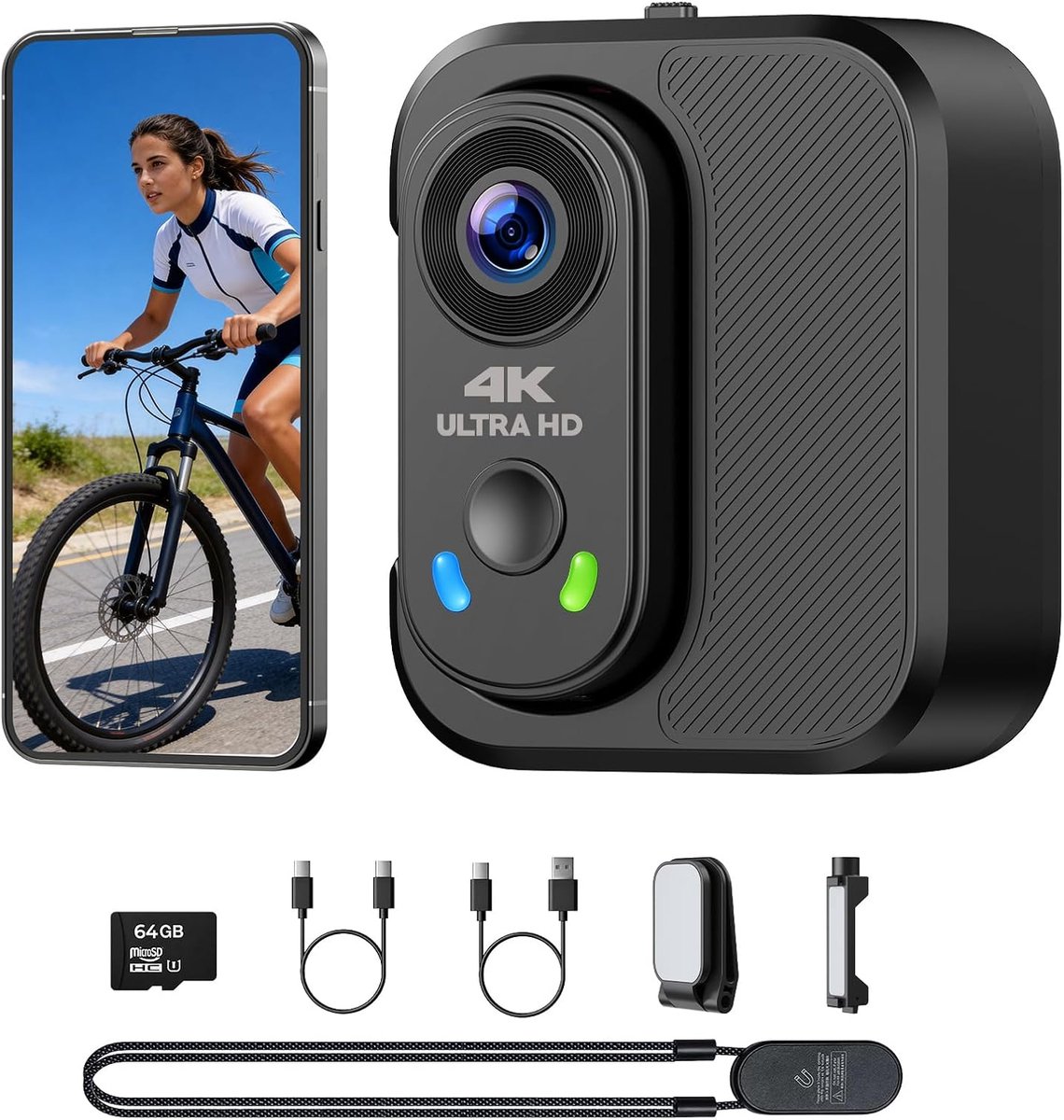 4K Mini Actiecamera - Compact en licht - 150 graden lens - Ideaal voor vloggen en reizen - ShopVlot