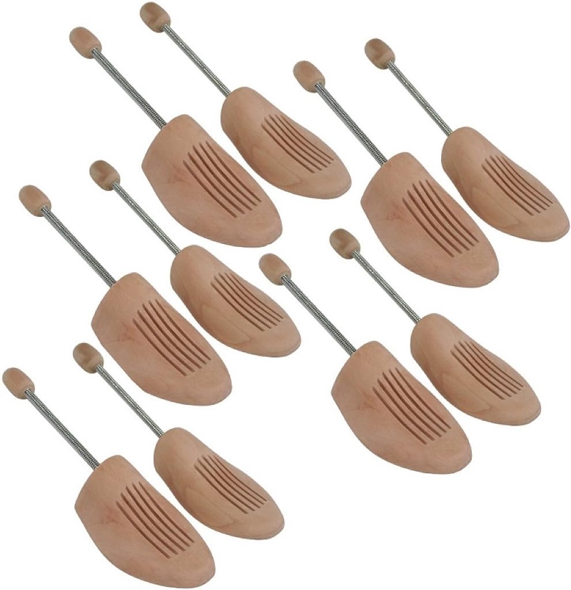 Schoenstretchers 5 paar - berkenhout met metalen spiraal - ideaal voor het rekken van schoenen - SnelShoppen