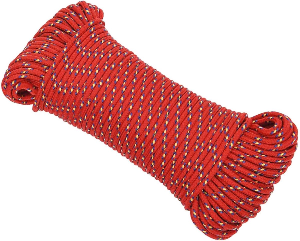 Touw 3 mm rood, polypropyleen, 50 m - weerbestendig en slijtvast voor zeilboten, jachten, vastmaken en kamperen
