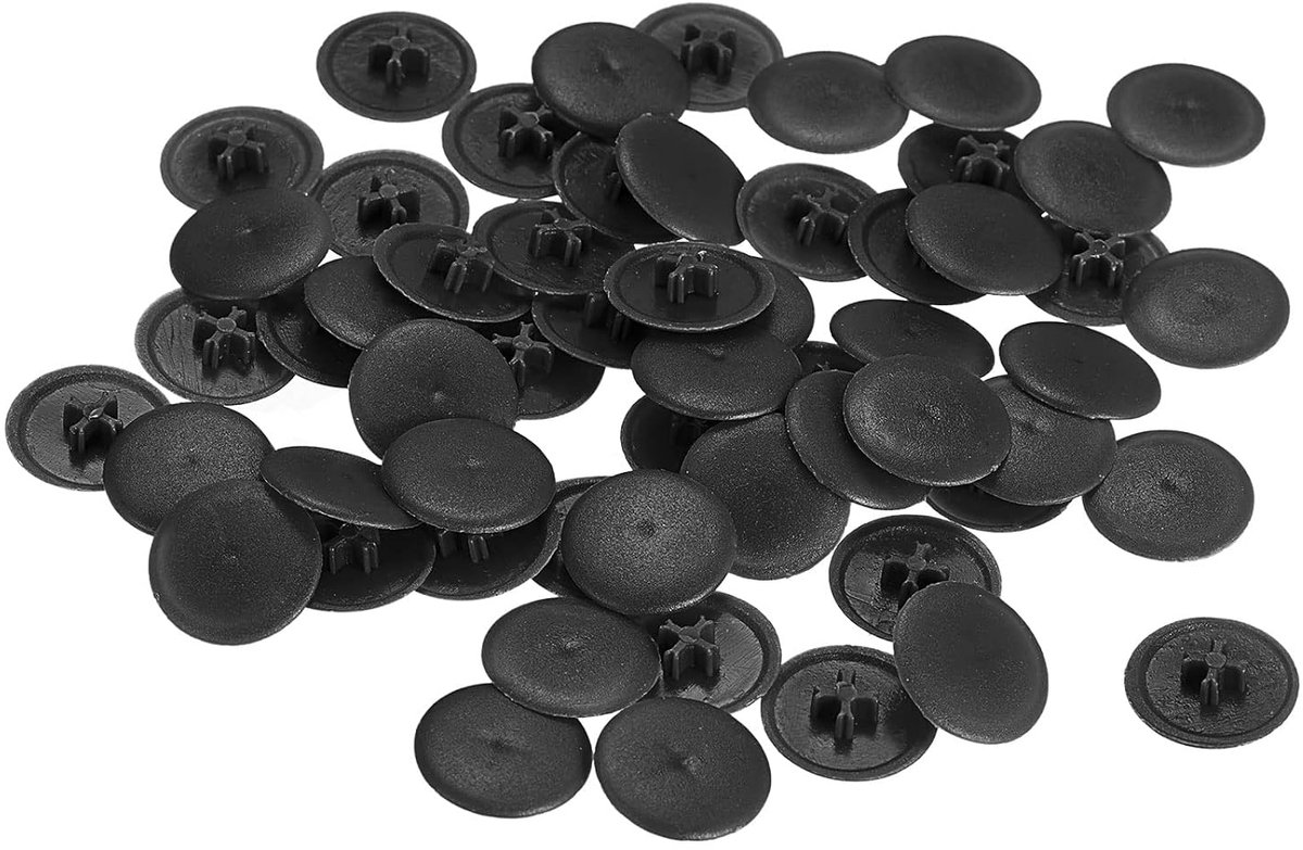 sourcing map 160 stuks schroefdoppen, afdekkingen, 17 x 4 mm, kunststof schroeven, decoratieafdekking voor kruiskop, nokken, bevestigingsmoer, zelftappende schroef, zwart