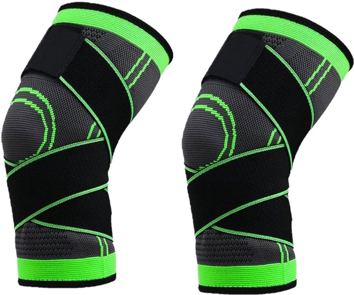 Kniebeschermers voor meniscus en banden, 2 stuks, verstelbaar, sportkniebandage, uniseks, compressie, crossfit, artritis, tendinitis (M)