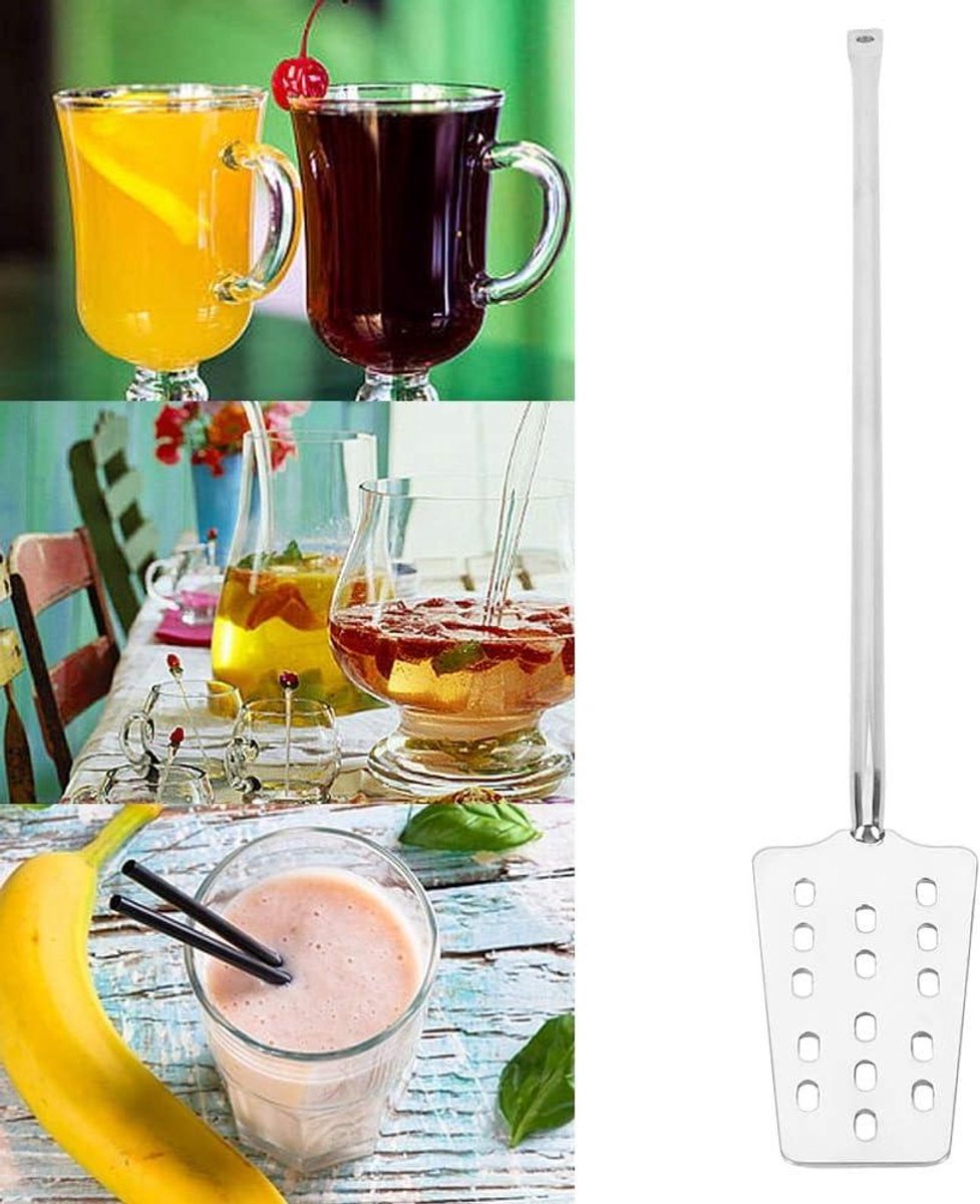 Roerstaaf RVS - Roerstaafmixer Verlengde Versie - Drankjes Mengen - Spiegelgepolijste Afwerking - 62.5 cm - Zilver