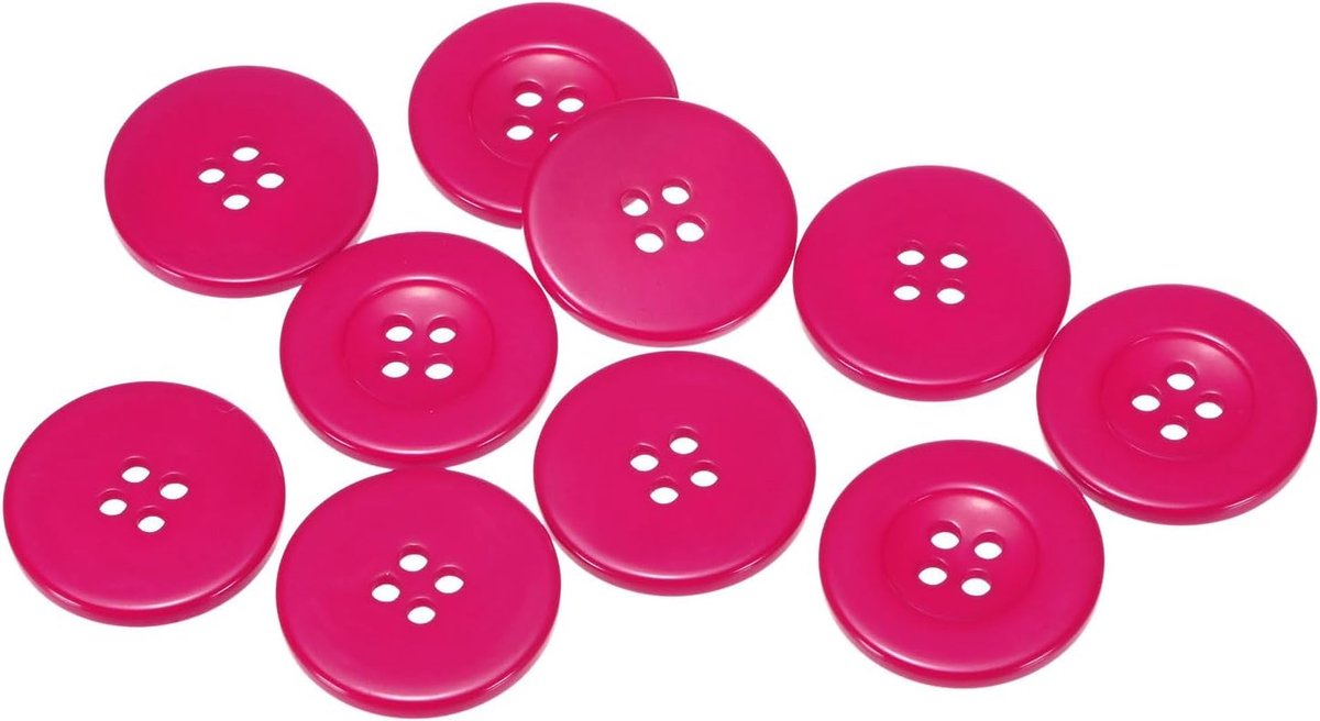 Knopen 1-1/4" (30mm) hars rond plat 4-gaats handwerk vervangende knopen voor mantels naaien kleding en doe-het-zelf, rozerood