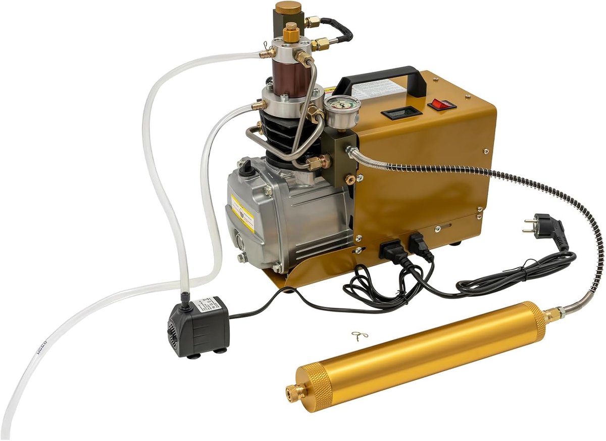 Automatische luchtcompressorpomp, 1800 W, 30 MPA, met filterapparaat en olie-waterscheider, elektrische luchtpomp, hogedrukluchtpomp, 2 liter vulvolume