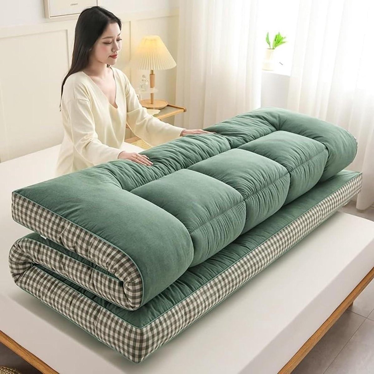 Japanse futonmatras - Vloermatras slaapmat - Comfortabel slapen - Draagbaar en opvouwbaar - Verschillende maten - Blauw