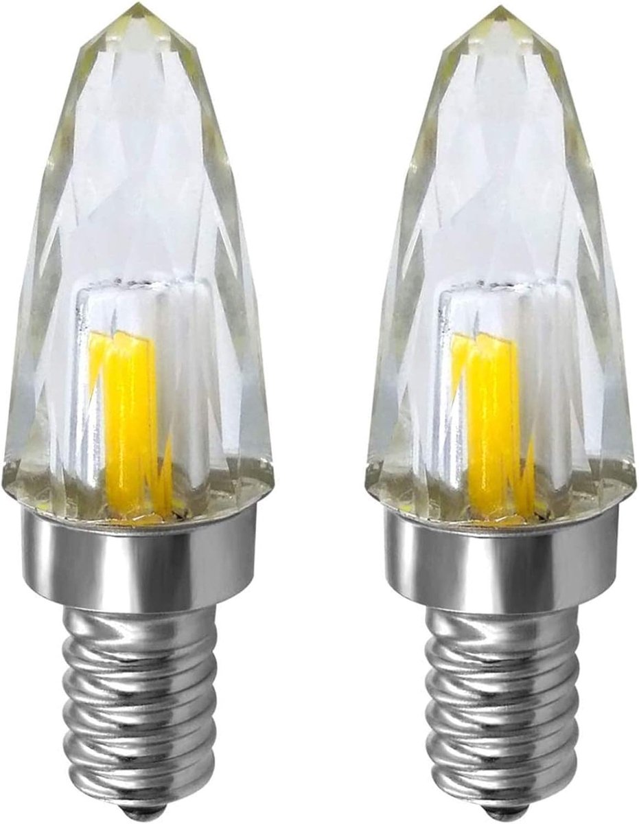 E12 dimbare LED kaarslamp, puur K9 glas kristal LED lamp, kandelaar, 240V 3W (30W), 2st (Warm White, 2700K)