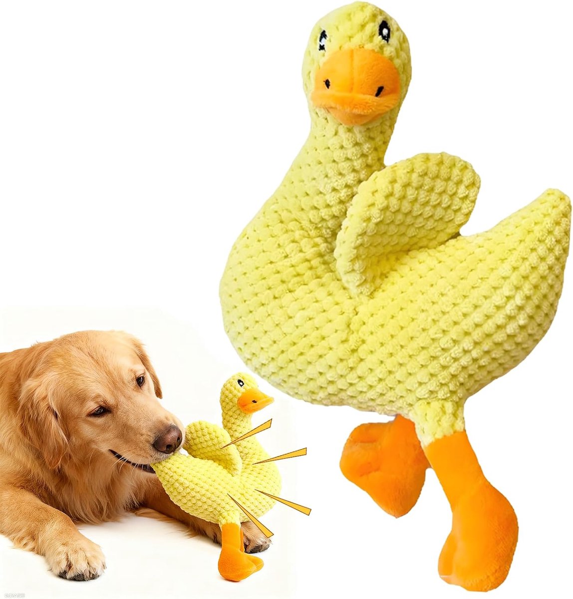 Stress Eend voor Honden, Hondenspeelgoed, Kwetterspeeltje Antistresseend voor Honden, Interactief Speelgoed voor Kalmering & Entertainement, Eend Knuffel voor Welpen, Middelgrote Kleine Hond