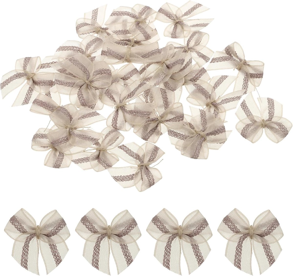 Strikken van chiffon, 2,5 cm mini-strikken, voor doe-het-zelf, decoraties, Kerstmis, bruiloft, verjaardag, geschenkverpakking (grijs)
