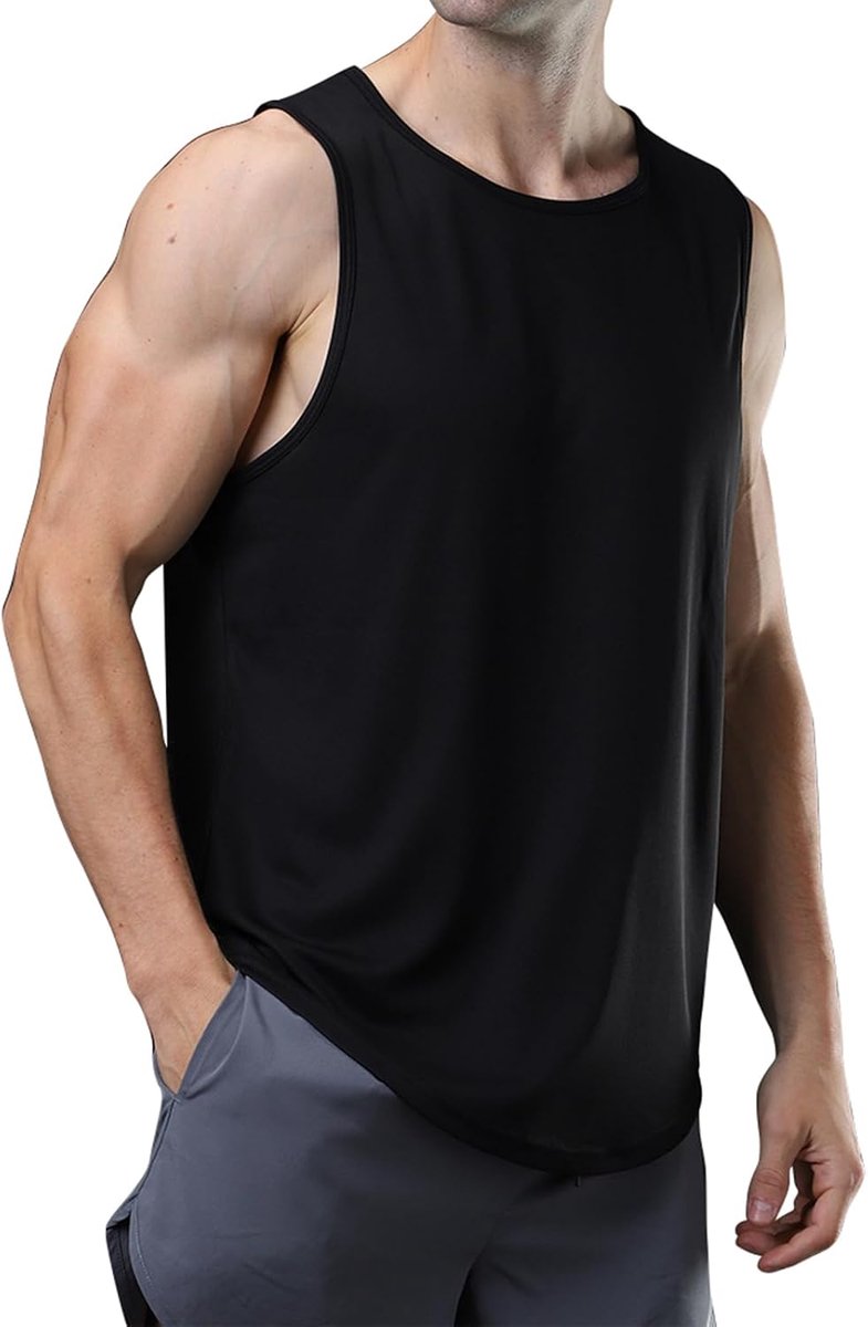 meioro, Tanktop van mesh voor heren, mouwloos, sneldrogend, training op sportschool, sportieve shirts, voor hardlopen, fitness vest, bodybuilding, sport