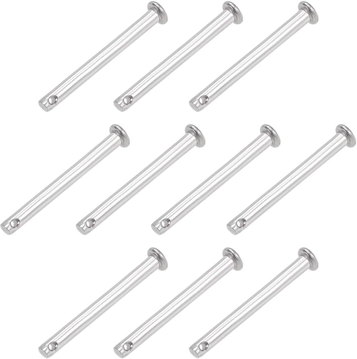 Sourcing map 10 stuks vorkbouten met één gat 4 mm x 40 mm platte kop 304 roestvrij staal