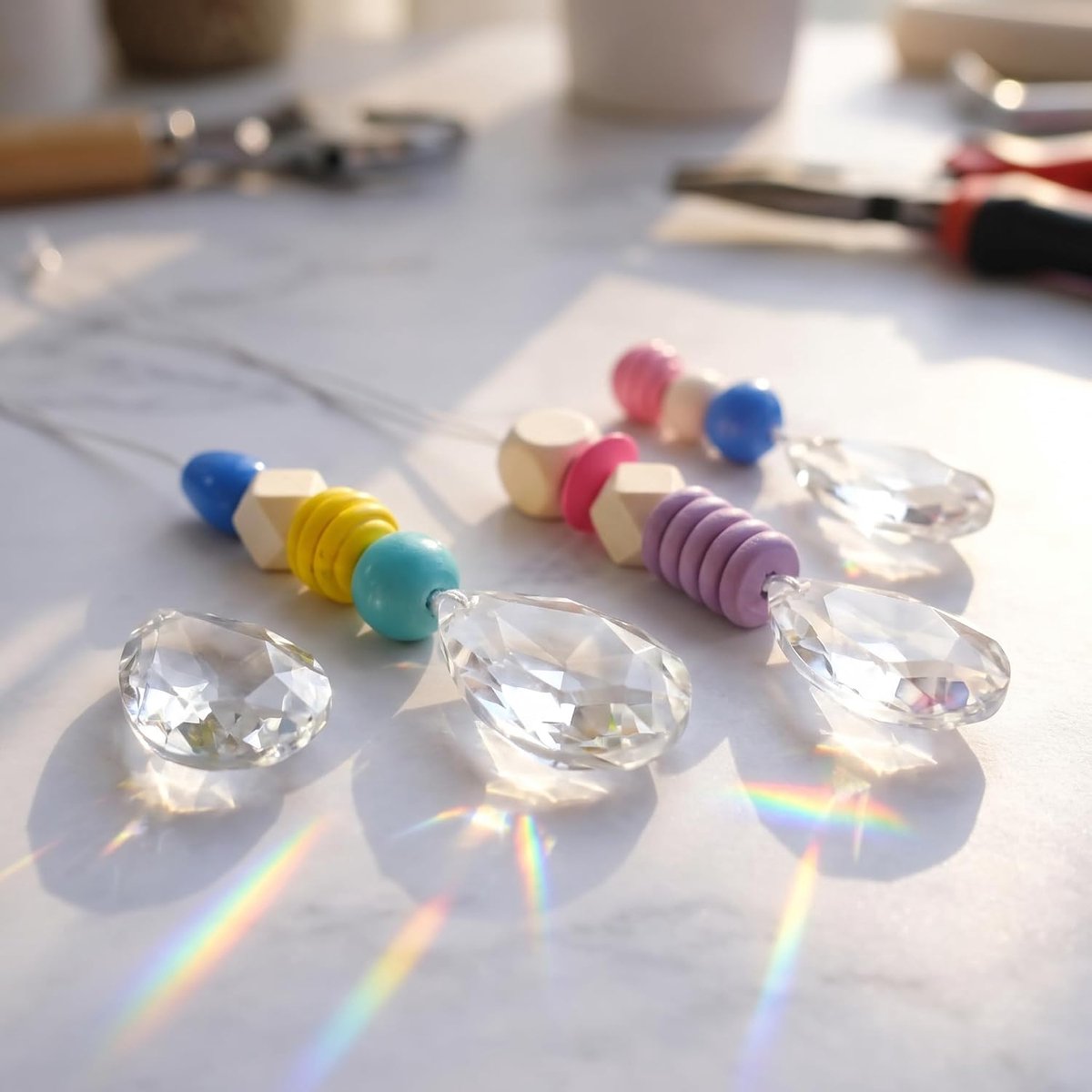 Zonnevangers kristal, kristallen windgong, zonnevanger, knutselset, hanger kristallen bol, doe-het-zelf kristallen hanger, suncatcher, lichtvanger, kristallen, voor ramen, huis