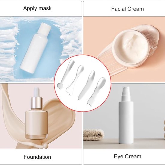 Spatel cosmetica - 4 stuks cosmetische spatel - roestvrij staal spatel cosmetica - herbruikbare gebogen spatel, roestvrij staal kleine cosmetische spatel cosmetische spatel mini make-up spatel voor — afbeelding 4